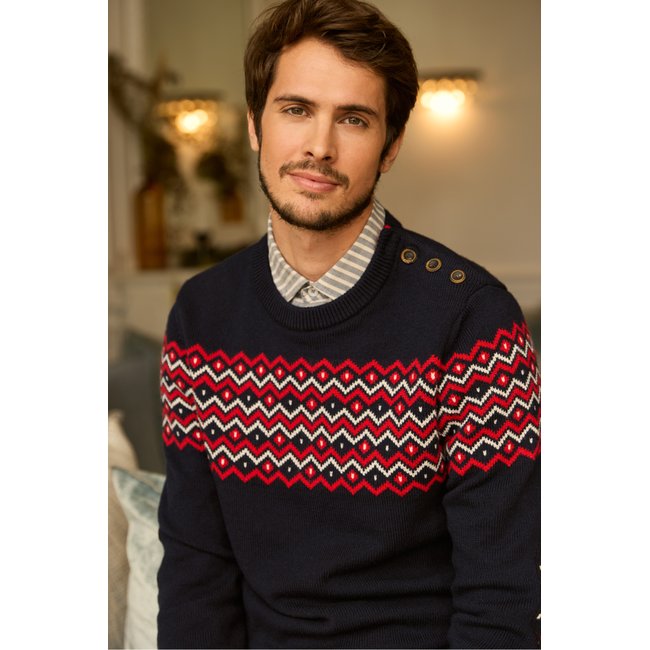 Pull de Noël en Homme NOEL rich navy/braise/nature <span itemprop=