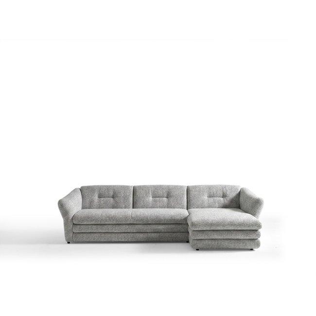 Canapé d'angle fixe 4 places en tissu chiné, MARBLE - BOBOCHIC