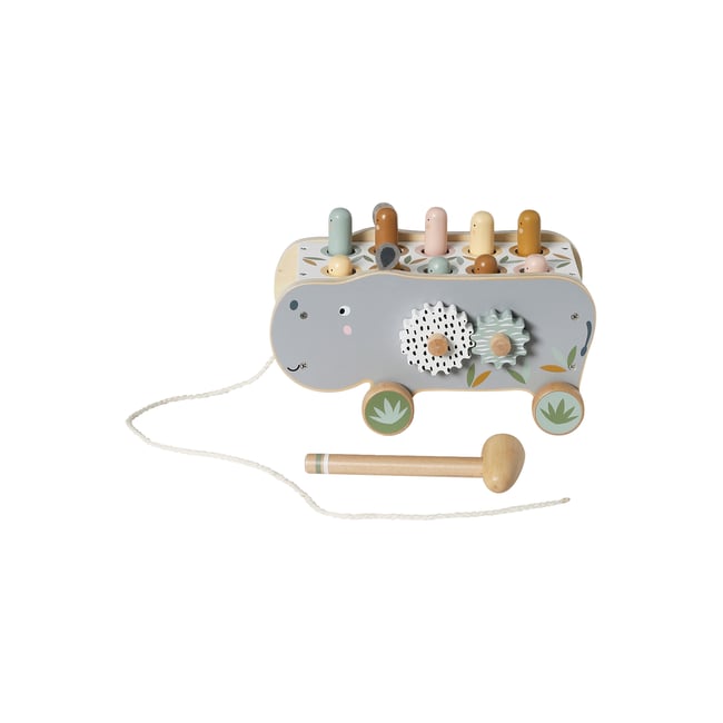 Hippopotame à tirer en bois FSC® gris <span itemprop=
