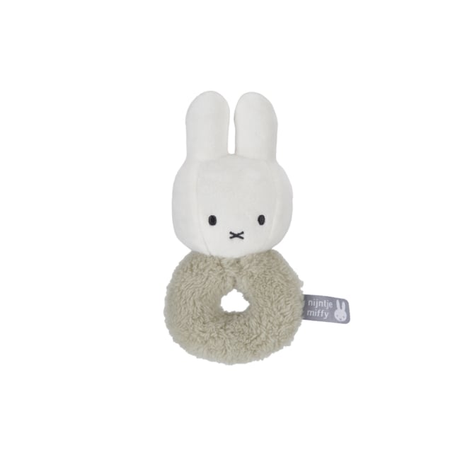 Hochet Anneau Miffy avec grelot - Fluffy Vert - 16cm vert <span itemprop=