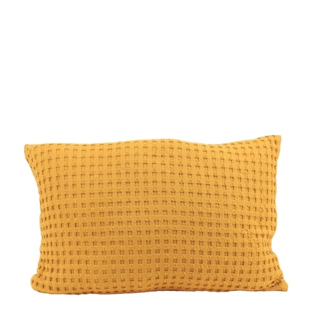 Coussin en tissu gauffré 40x60cm jaune <span itemprop=