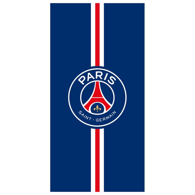 Serviette de bain et de plage imprimé 100% coton, Paris Saint Germain HECHTER bleu <span itemprop=