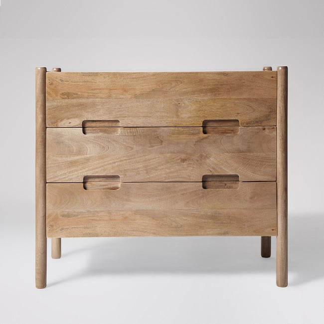 Biscoe Mango Wood 3 Drawer Chest Of Drawers, light wood, SWOON