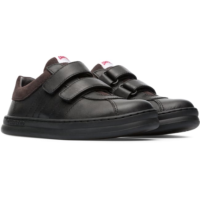 Baskets Cuir Velcro Runner Four noir <span itemprop=