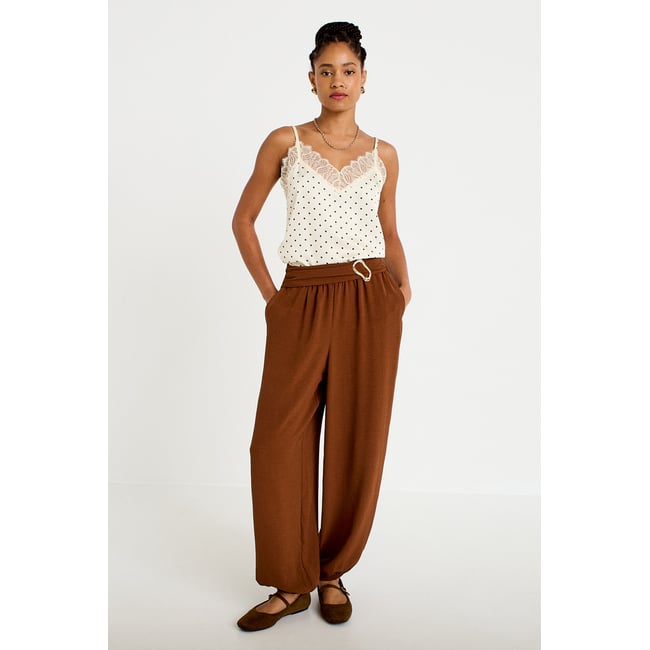 Pantalon bootcut taille standard marron <span itemprop=