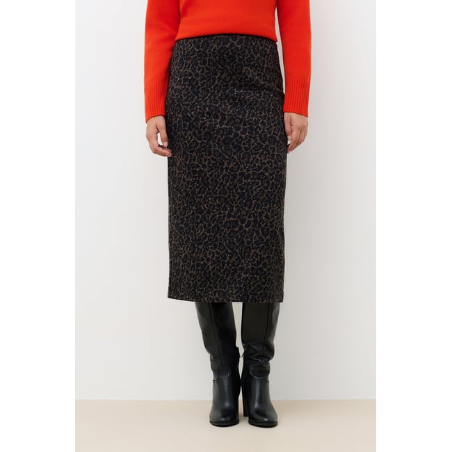 Jupe ajustée taille haute JCARY marron foncé <span itemprop=