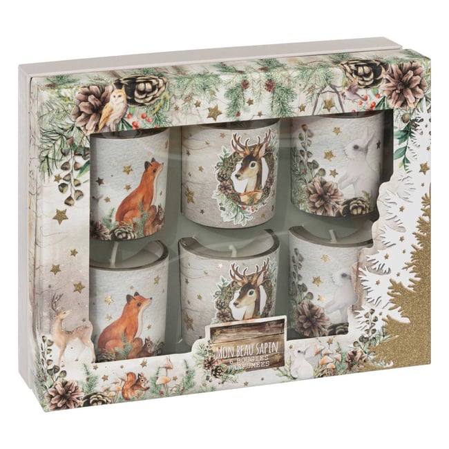 Bougie parfumée photophore bois 45g x6 Couleur blanc <span itemprop=