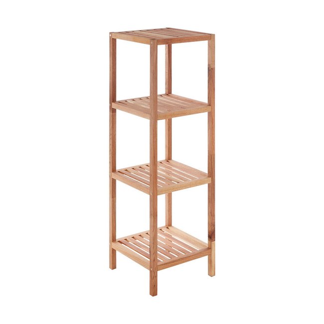4-Tier Bathroom Storage Shelves in Walnut Wood, brown, SO'HOME