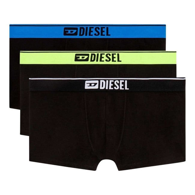Lot de 3 boxers classiques en coton noirs unis à ceinture différentes noirs <span itemprop=