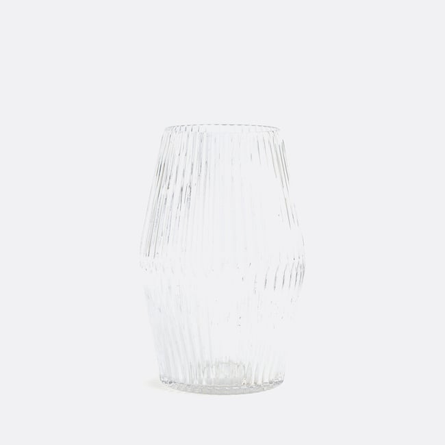 Afa 25cm High Cylindrical Grooved Glass Vase, transparent, LA REDOUTE INTERIEURS