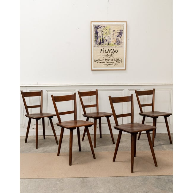 Lot de 5 chaises vintage par Adolf Schenck Alma N°1692 - Bon état Couleur bois foncé <span itemprop=