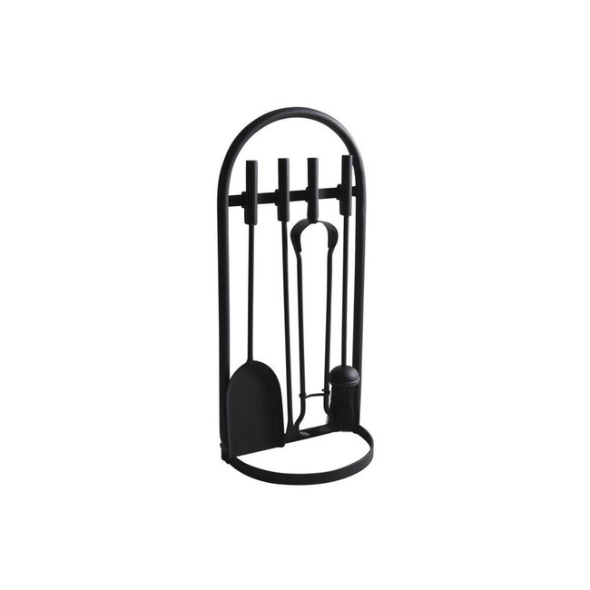 Valet de cheminée 4 accessoires métal noir Couleur black <span itemprop=