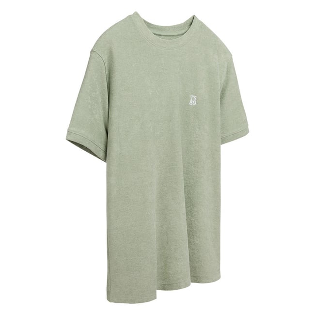 T-shirt bleu foncé à coupe droite pourvu d'un col rond et de manches courtes - TEDDY SMITH