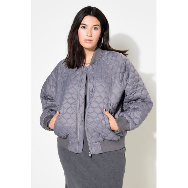 Veste bombers oversize, surpiqûres gris lune <span itemprop=