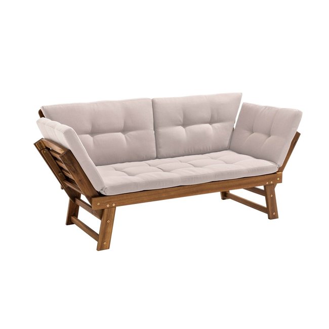 Canapé de jardin relax en bois d'acacia, BELIZE ecru <span itemprop=