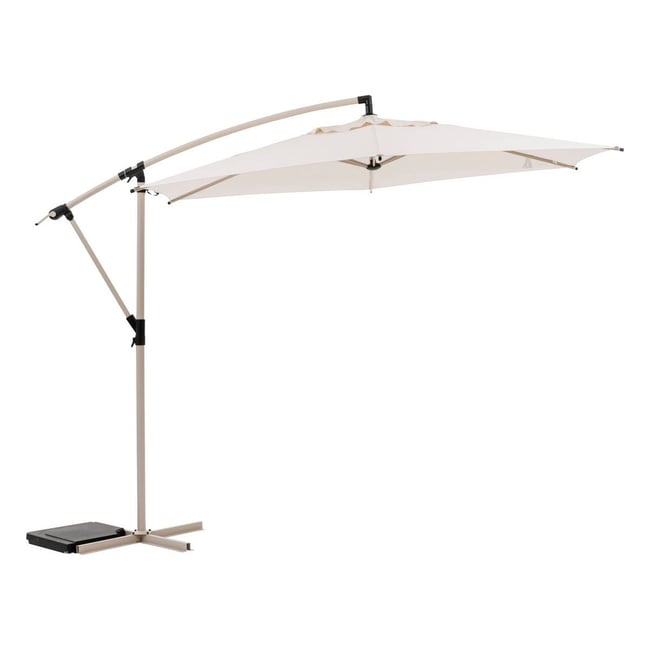 Parasol déporté rond 3m en aluminium rotation 360° MANOA beige <span itemprop=