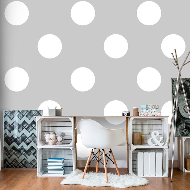 Papier peint intissé panoramique Charming Dots Couleur gris / argent <span itemprop=