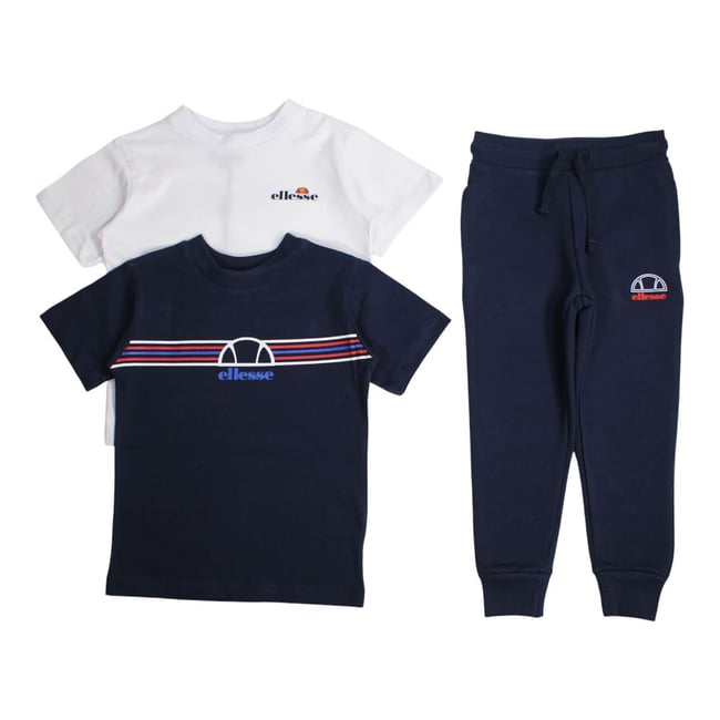 Lot de 2 t-shirts manches courtes et pantalon de jogging PLAYGROUND bleu marine <span itemprop=