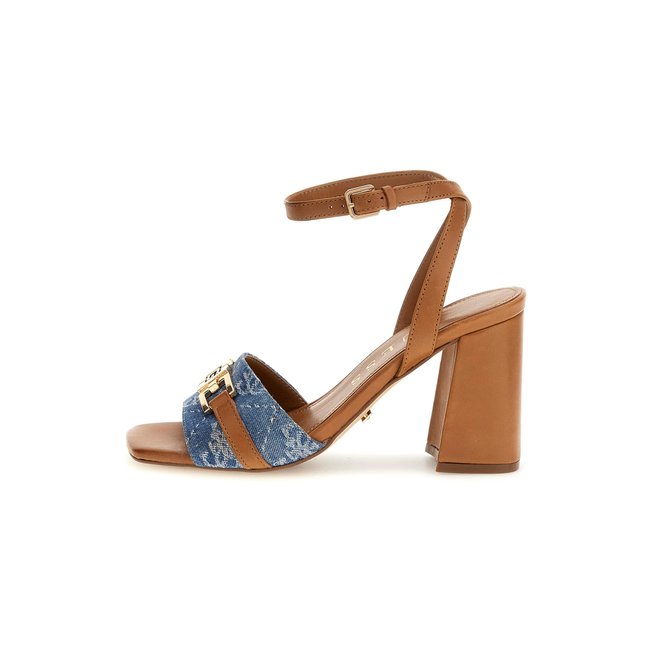 Sandales Grato Cuir Mélangé Et Jean azur <span itemprop=