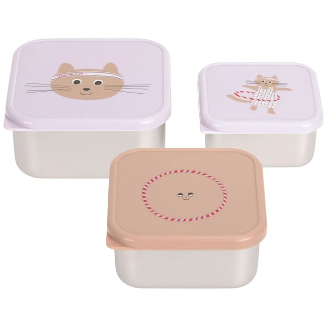 Lot de 3 boîtes à goûter lilas, rose <span itemprop=