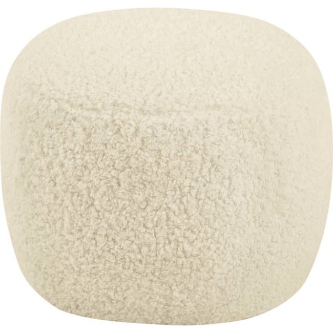 Pouf carré en polyester effet sheepskin Couleur ivoire laine bouclée <span itemprop=