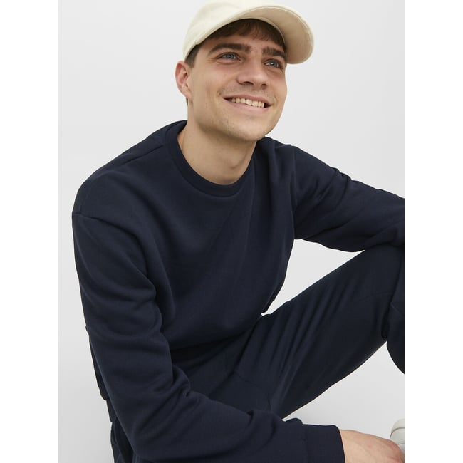 Lot de 2 sweats, col rond, BRADLEY crème + marine <span itemprop=
