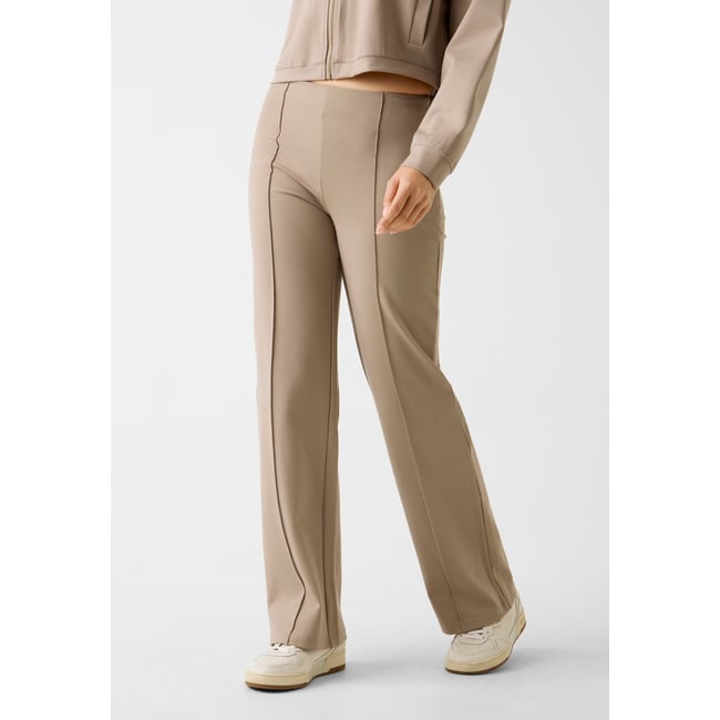 Pantalon Droit En Mélange De Viscose beige <span itemprop=
