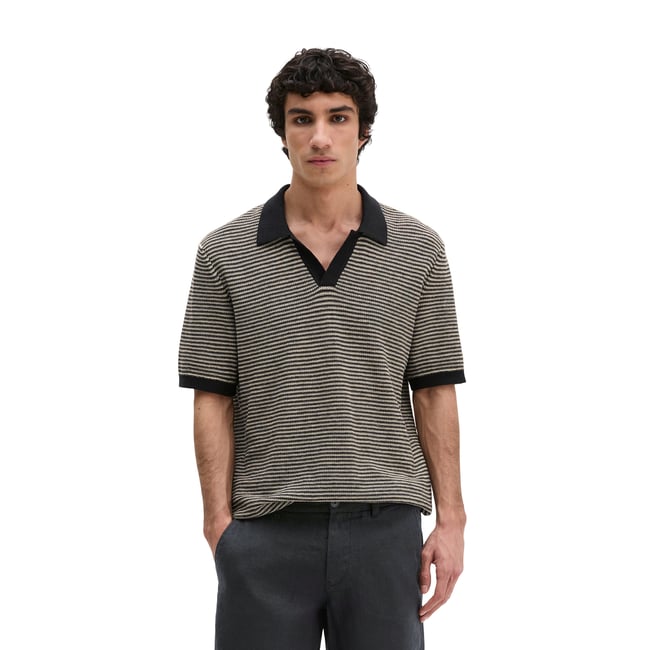 Polo en tricot régulier en coton bio et en lin - MARC O'POLO