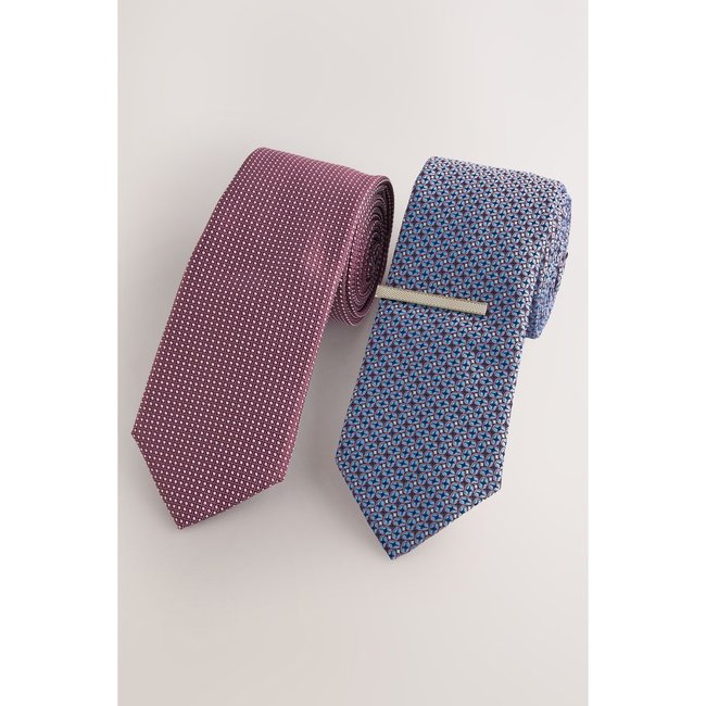 Pince et cravate texturée, lot de 2 rose clair/bleu clair <span itemprop=