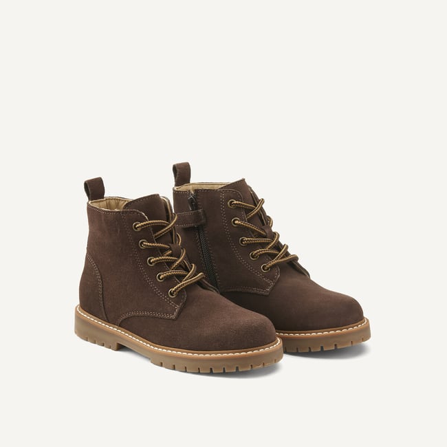 Kids Lace-Up Suede Ankle Boots brown LA REDOUTE COLLECTIONS