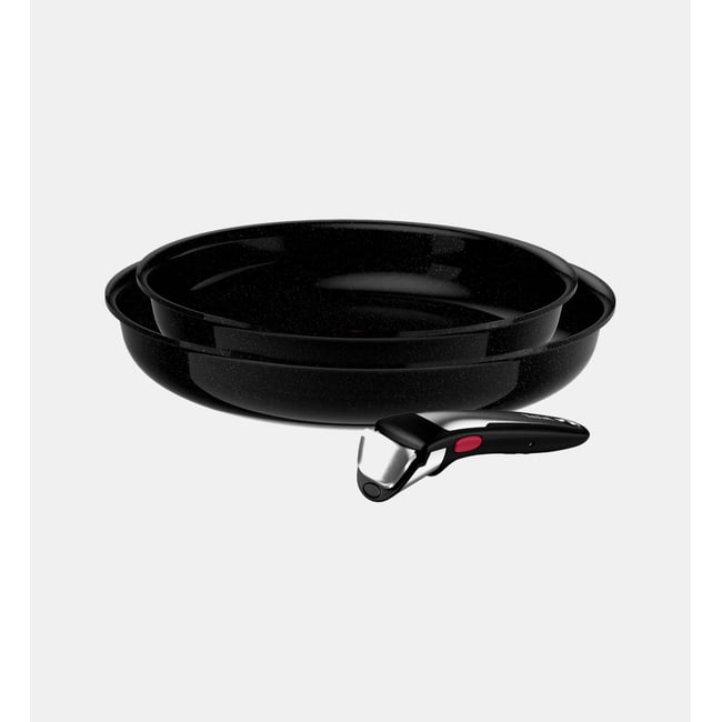 Lot 2 poêles -  ø24/28 cm - 3 pièces noir <span itemprop=