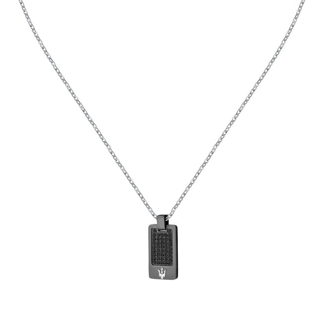 Collier en acier, zircons ICONIC argent, noir <span itemprop=