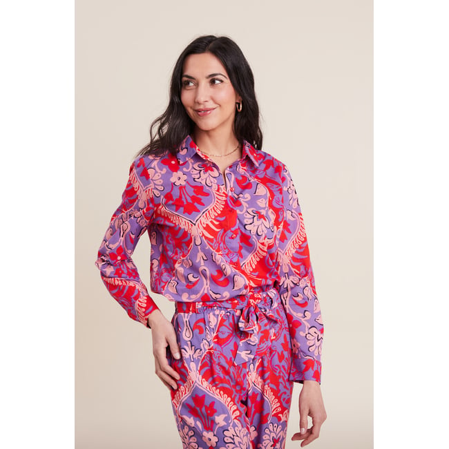 Chemise manches longues rouge <span itemprop=