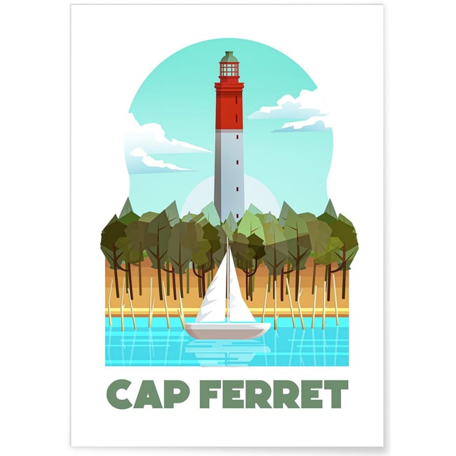 Affiche ville Minimaliste Cap Ferret 2 Couleur blanc <span itemprop=