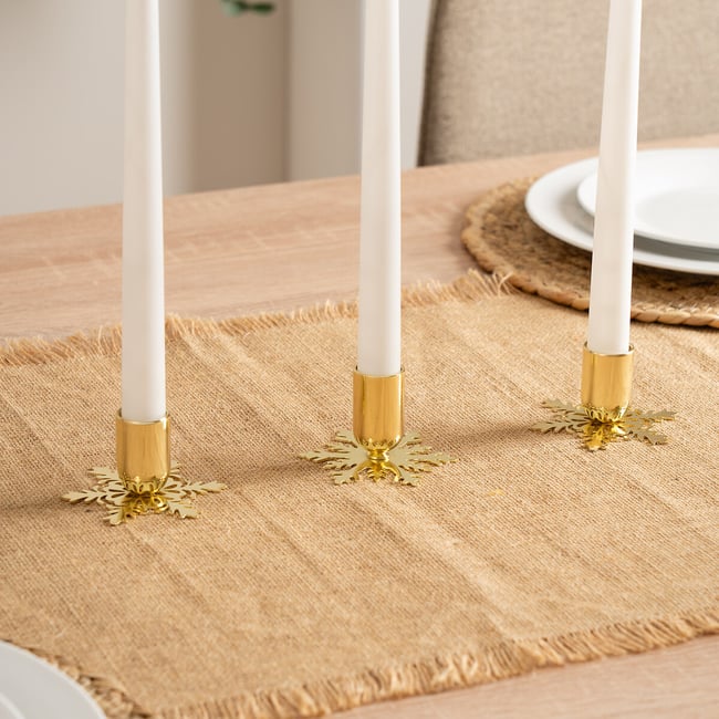 Set of 3 25cm Gold Bow Candle Holders, gold-coloured, SO'HOME