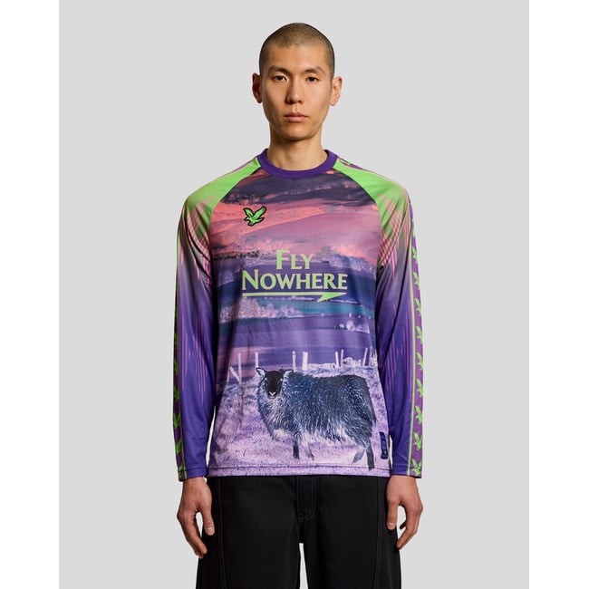Maillot de football mouton graphique rose néon violet <span itemprop=