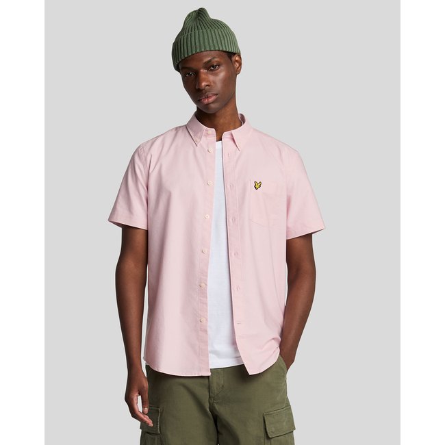 Chemise manches courtes rose clair <span itemprop=