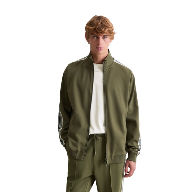 Veste de survêtement relaxed avec bandes contrastées vert foncé <span itemprop=