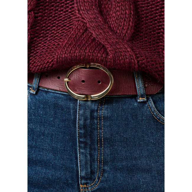 Ceinture en cuir boucle ovale - LA FEE MARABOUTEE
