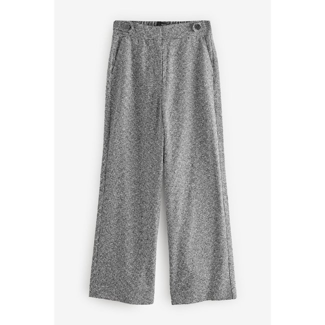 Pantalon large texturé effet bouclé noir/blanc <span itemprop=