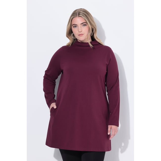 T-shirt long avec poches rouge vin foncé <span itemprop=