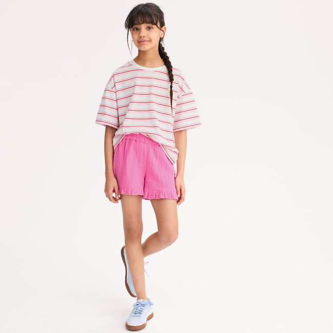 Short en gaze de coton  rose <span itemprop=