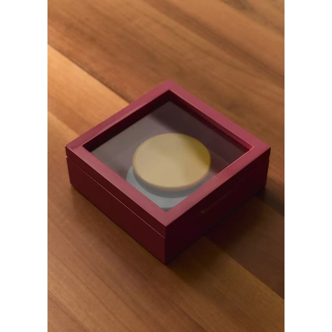 Boîte en bois à couvercle transparent Couleur rose <span itemprop=