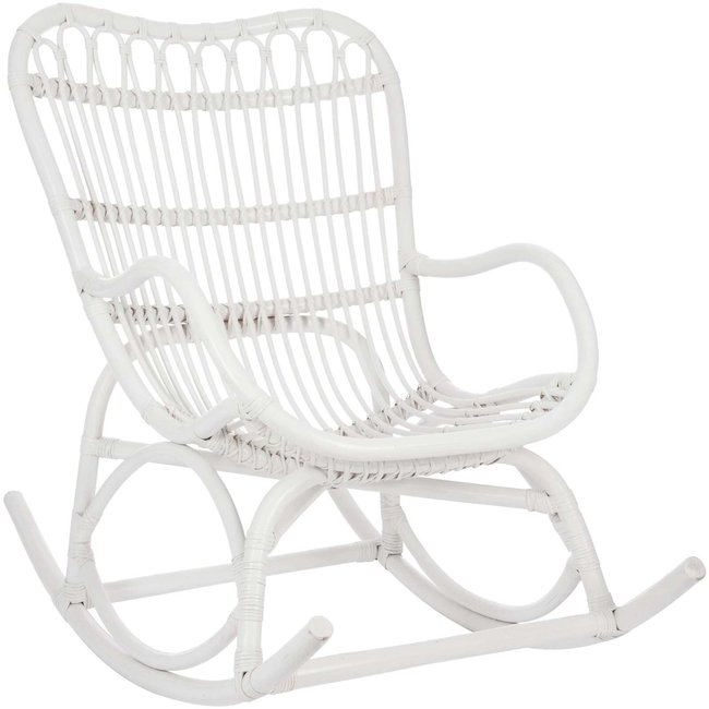 Fauteuil à bascule en rotin, Manchester Couleur blanc <span itemprop=