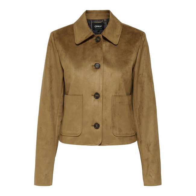 Veste courte en suédine marron <span itemprop=