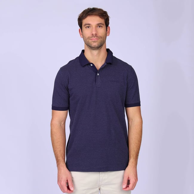 Polo jacquard Gillie bleu marine <span itemprop=
