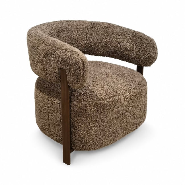 Fauteuil arrondi en tissu doux, NOUBIA Couleur beige <span itemprop=