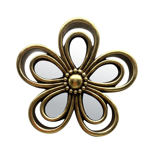 Déco murale fleur miroir diam 10cm Couleur or <span itemprop=
