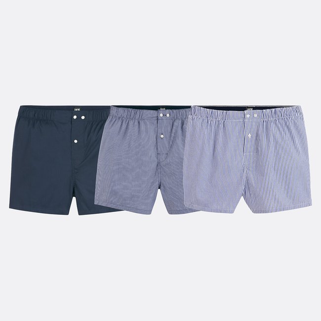 Pack of 3 Boxers, navy striped, LA REDOUTE COLLECTIONS
