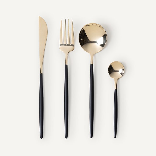 Barbule 16 Piece Cutlery Set in Gold-Tone Stainless Steel black/gold-coloured AM.PM